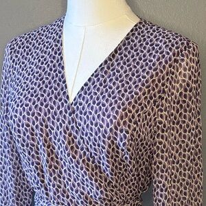100% Silk Lavender Floral Wrap Dress with Long Sleeves Ann Taylor size 4
